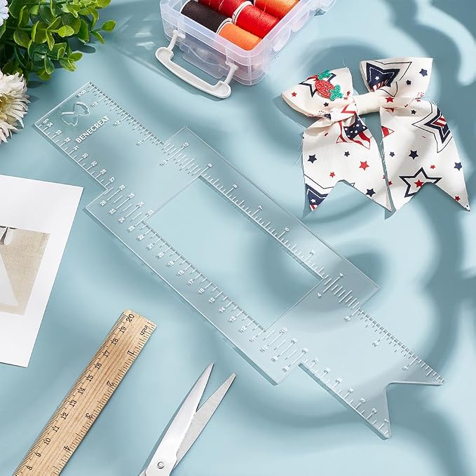 BENECREAT Cheer Bow Template Ruler, 13.8x3.8inch Large Acrylic Template Rulers - Image 5