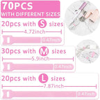 70pcs Cable Ties Reusable Pink Wire Ties Cable Management Cord Ties Reusable - Image 4