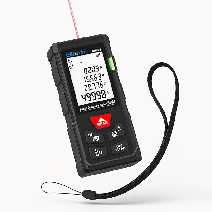 Elitech Laser Tape Measure, 165ft Laser Distance Meter by Elitech