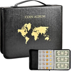 ANKHOH Zippered Coin Collection Book, 200 Pockets and 30 Bill Sleeves | PU by Ankhohstoragehardcase