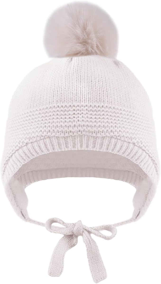 JANGANNSA Basic Winter Baby Boys Beanie Pompom Knitted Girls Hat Kids Earflap Beanies Warm Infant Toddler Hats