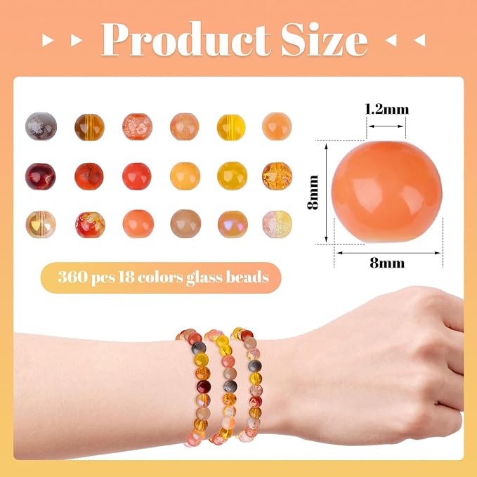 DUQGUHO 8mm Orange Beads for Jewelry Making Orange Glass Beads for Crafts - Image 4