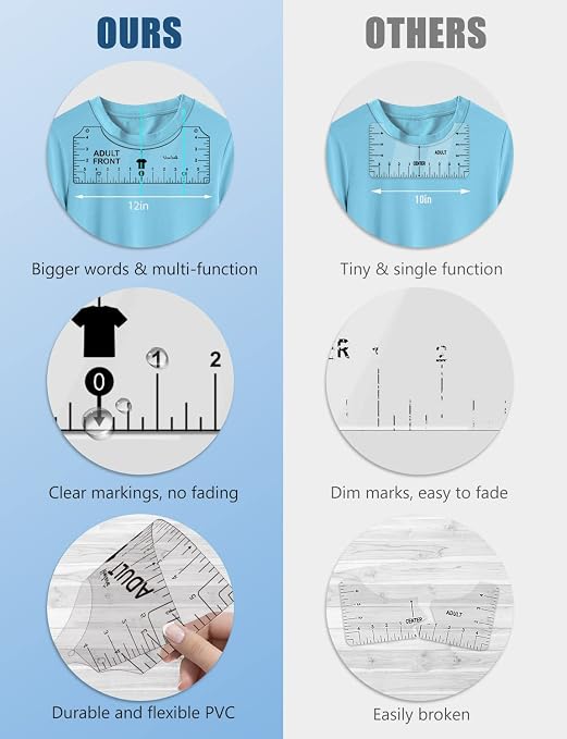 Vowlove Tshirt Ruler Guide for Vinyl Alignment: T Shirt Ruler to Center Design - Image 5