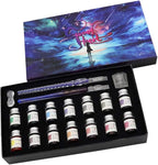 AXEARTE Glass Dip Calligraphy Pen Set, 18-Pieces 14 Color Inks, Pen Holder - Image 2