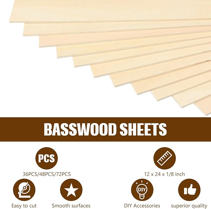 Riakrum Basswood Sheets Plywood Board Unfinished Wood Boards - Image 5