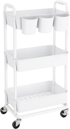 JIUYOTREE 3-Tier Plastic Rolling Storage Cart Utility Cart by JIUYOTREE