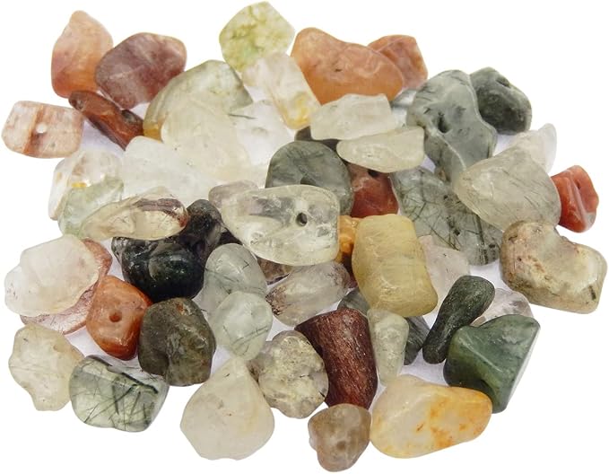 450PCS Rutilated Quartz Natural Irregular Chip Stone Beads 5-8mm Gemstones by JulieWang-FortheLoveofHandmade