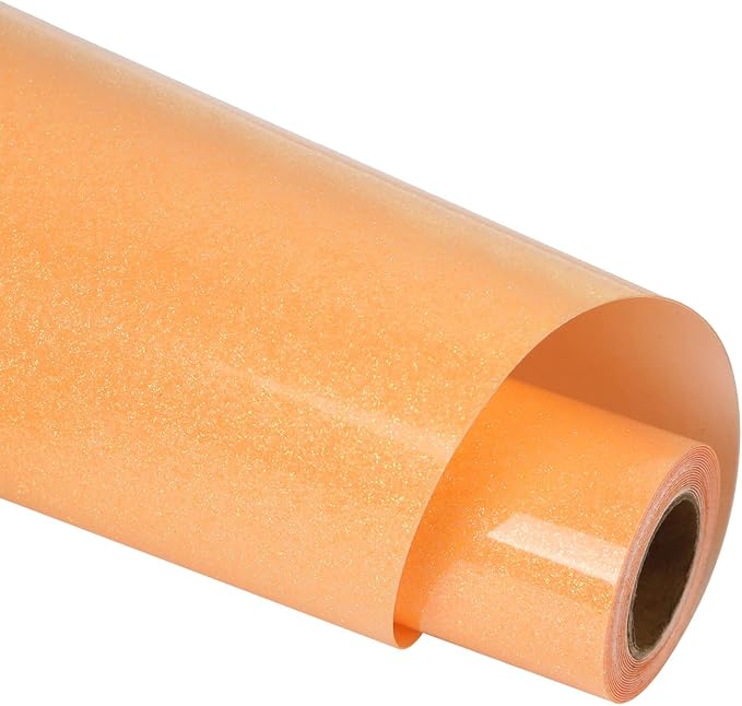 guangyintong Heat Transfer Vinyl Glow Glitter Orange Yellow HTV Rolls, Glitter by guangyintong