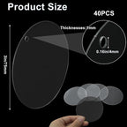 Zorfeter Clear Acrylic Blanks, 3 Inch Round, 40 Pack | Circle Ornament Blanks - Image 3
