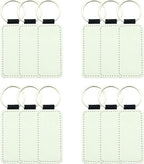 12 Pcs Sublimation Blank Keychains, PU Leather White Keychains Ornament Pendants by Goodhelperathome