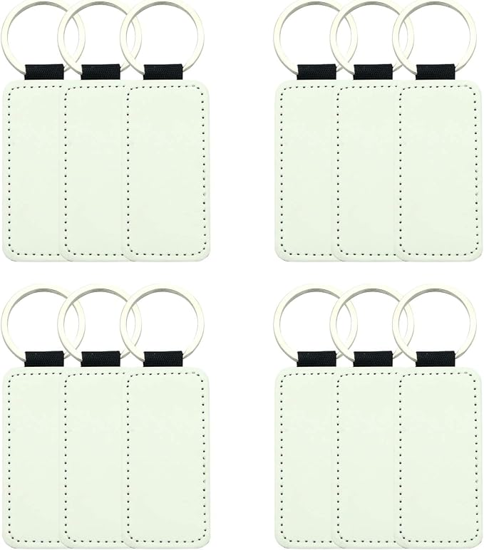 12 Pcs Sublimation Blank Keychains, PU Leather White Keychains Ornament Pendants by Goodhelperathome