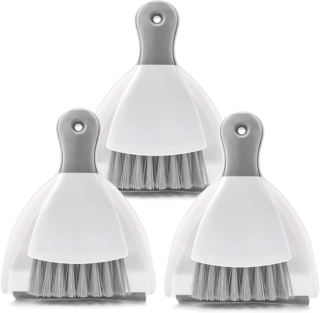 Dust Pan Broom Brush Dustpan - Dustpan and Brush Set, Mini Dust Pans with Brushes, Handheld Broom Cleaning for Tables, Keyboards, Guinea Pig Cage, and Cat Litter, etc.（Gray 3 Set）