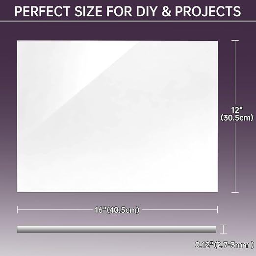 White Acrylic Sheet 12" x 16" x 1/8", 2 Pack ALCCIFI 38% Translucent Glossy - Image 3