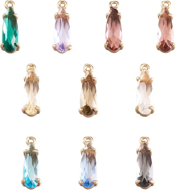 FASHEWELRY 50Pcs Teardrop Faceted Glass Pendants Mixed Colors Crystal Glass - Image 9