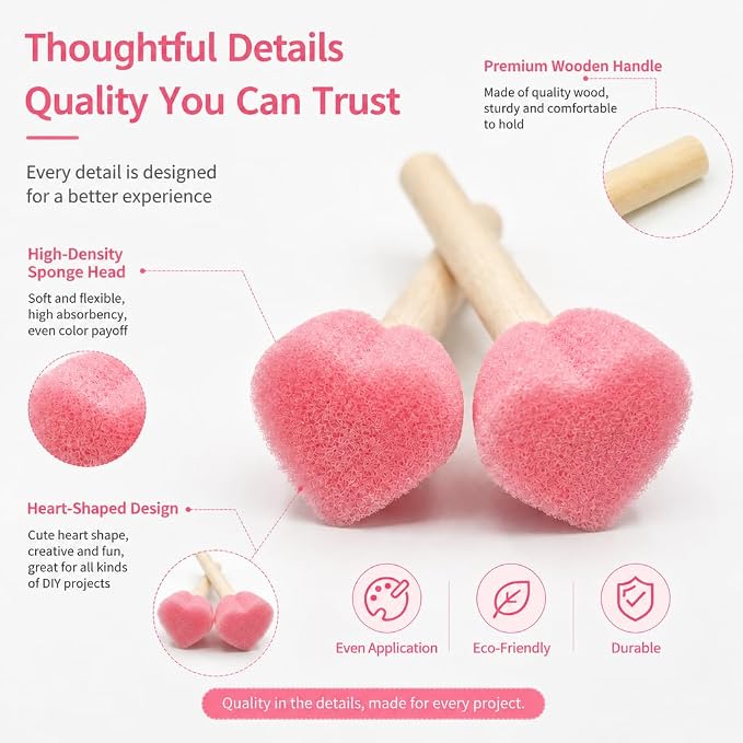 Heart-Shaped Sponge Paint Brush Set - Image 3