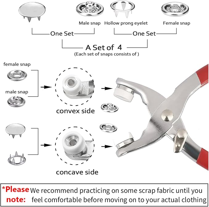 GTAAOY 100 Sets 9.5mm Metal Snaps Buttons - Image 2