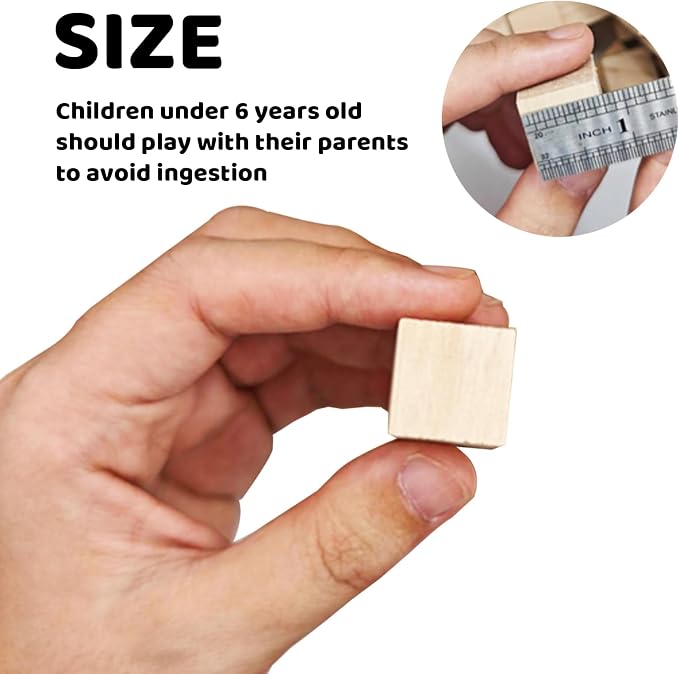 MUXGOA Wooden Cubes, 3/4inch Wood Square Blocks - Image 2