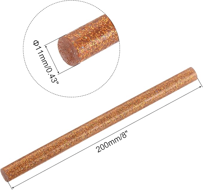uxcell Mini Hot Glue Sticks for Glue Gun 11mm x 200mm Glitter Bronze Gold 12pcs - Image 2