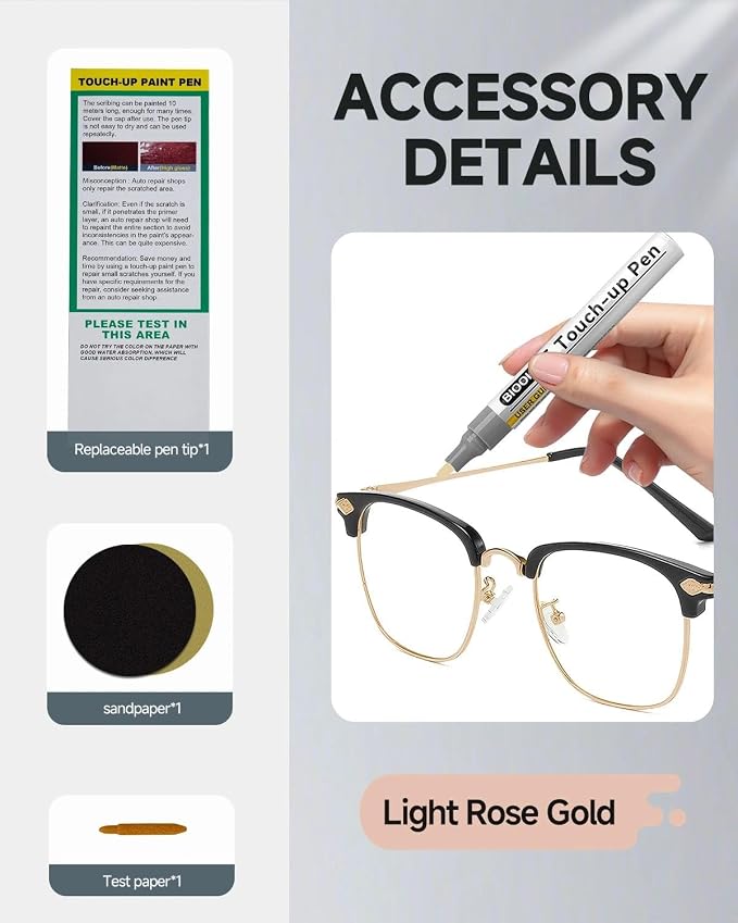 Light Rose Gold Eyeglass Frame Touch Up Paint Pen, All-in-One Touch Up Kit - Image 7