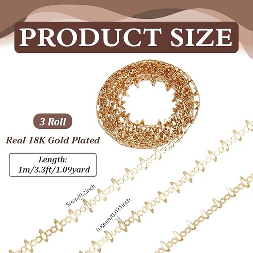 PH PandaHall 3.2 Yards 18K Gold Plated Gallery Wires, Jewelry Bezel Strip - Image 2