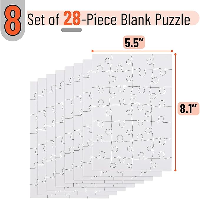 Mr. Pen- Blank Puzzle, 8 Pack, 28 Pieces/Pack, 5.5" x 8.1" | Blank Puzzles to - Image 2