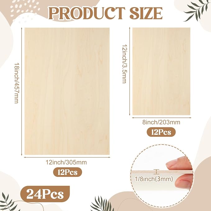 SiliFine 8x12+12x18 Inch 24 Pack Basswood Sheets - Image 2