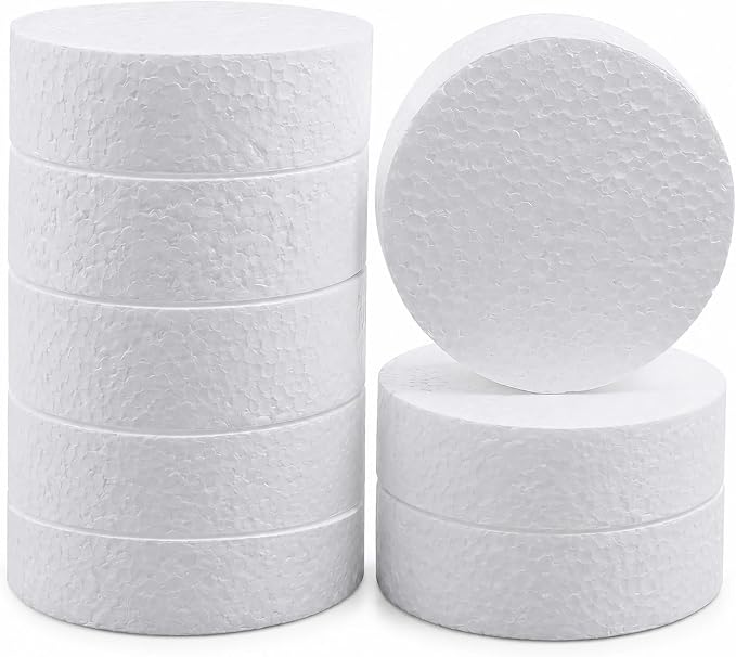 8 Pcs 3 Inch Foam Circles for Crafts, 1 Inch Thick White Polystyrene Round Foam by Unknown