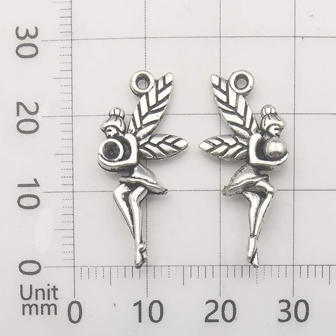 iloveDIYbeads 100g Craft Supplies Antique Silver Wings Angel Fairy Charms - Image 7