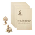 6 Pack Basswood Sheets 18"×24"×5/32" Unfinished Plywood Sheet | Smooth Thin by Unknown