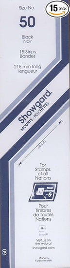 Strip Style Black Stamp Mounts Size 50 by Showgard