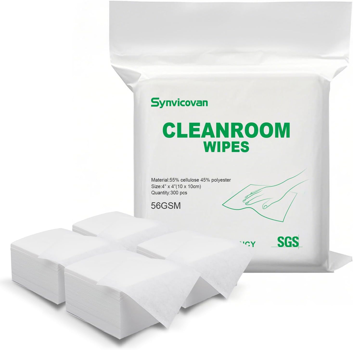 Cleanroom Wipes 4"x4" (1200 Pcs, Cellulose/Polyester Blend, Grade B, 56GSM) Lint Free Wipes for Laboratory, Electronics, Pharmaceutical,Printing,Automotives and Semiconductor Industries