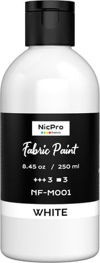 Nicpro White Fabric Paint, 8.45 oz Fabric Paint by Nicpro