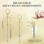 6Pcs Beadable Keychain Bars Blanks Bead Keychain Bar Metal Beaded Keychains - Image 2