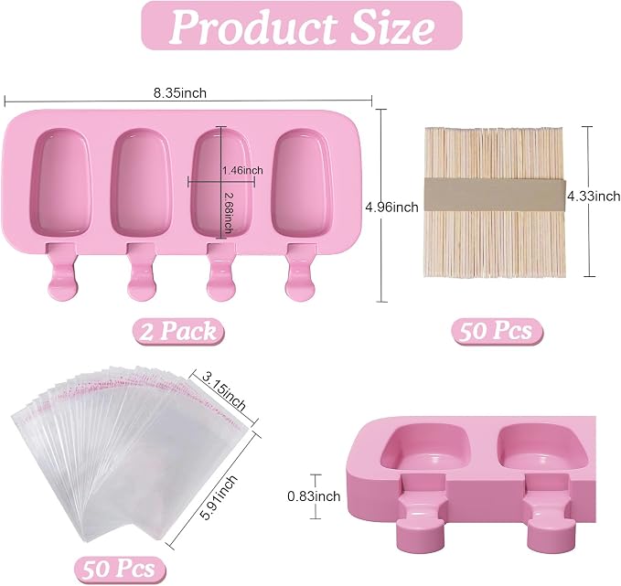 Ozera 2 Pack Silicone Popsicles Molds, Reusable Cake Pop Molds Set | Popsicles - Image 3