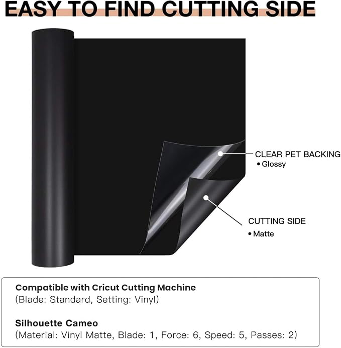 HTVRONT Black Permanent Vinyl, Silhouette, Cameo Cutters, Scrapbooking - Image 6