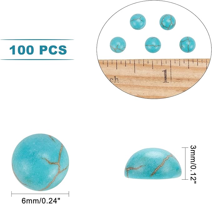 arricraft 100PCS Natural Stone Beads 6mm Turquoise Round Gemstone Loose Beads - Image 2