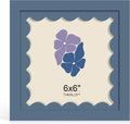 6x6 Picture Frame with Wavy Mat, Wooden Real Glass 6 x 6 Photo Frame by THKRLOF