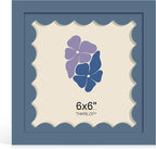 6x6 Picture Frame with Wavy Mat, Wooden Real Glass 6 x 6 Photo Frame by THKRLOF