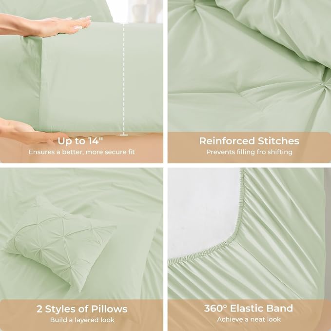 Sasttie Twin XL Comforter Set, 5-Piece Bed in a Bag, Pintuck Bedding Sets - Image 5
