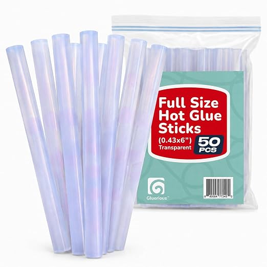 Gluerious Full Size Hot Glue Sticks 50 Pack, 0.43 x 6 Inch Large Glue Sticks by Gluerious