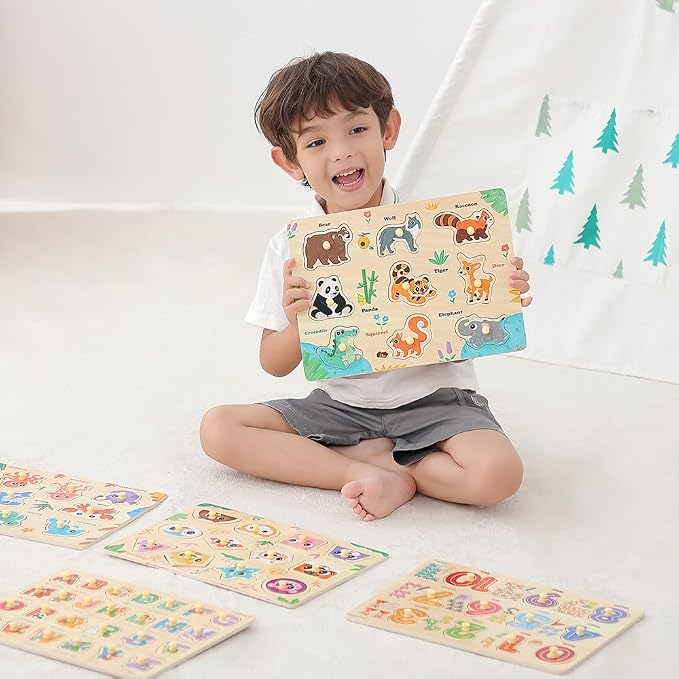 GRINNNIE Wooden Puzzles for Toddlers 3 4 5 Years Old, Montessori Toddler Toys - Image 2