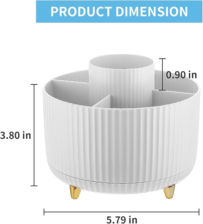 Marbrasse Desk Organizer, 360-Degree Rotating Pen Holder, Desk Organizers and - Image 5