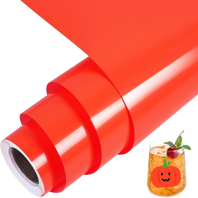 TORC Neon Orange Permanent Vinyl 12" x 14 FT Glossy Orange Adhesive Vinyl Roll by TORC