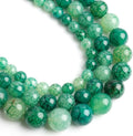 35pcs Smooth Natural Green Agate Beads，10mm Dragon Vein Gemstone Round Loose by Yochus