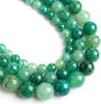 35pcs Smooth Natural Green Agate Beads，10mm Dragon Vein Gemstone Round Loose by Yochus