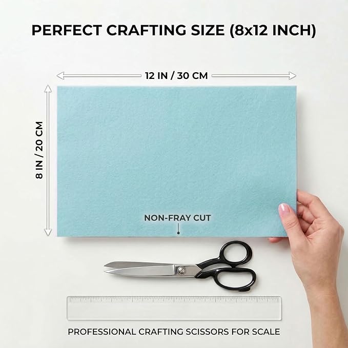 Light Blue Felt Fabric Sheets Stiff 20 Pcs 8" X 12", 1mm Thick Assorted Color - Image 2