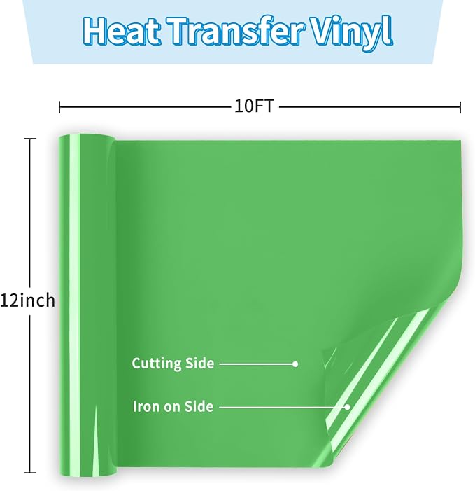 Green Heat Transfer Vinyl 12" x 10ft Green Iron On Vinyl - Image 2