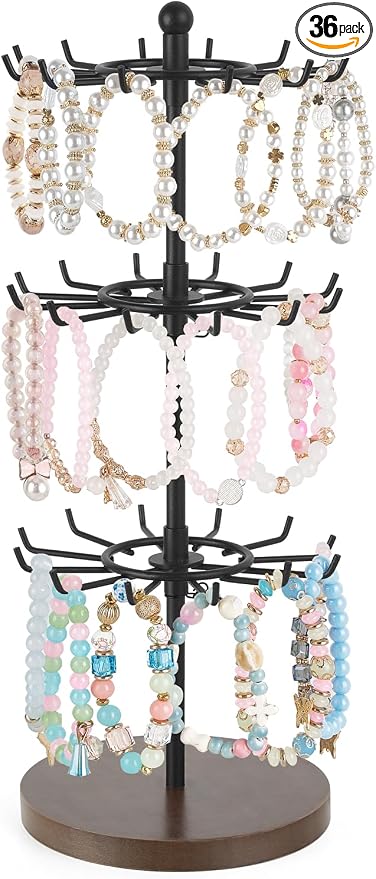 Mkono Bracelet Holder Gold Metal Rotating Bracelet Display Stand 3 Tier Jewelry by Mkono