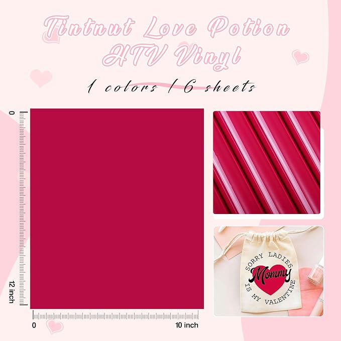Tintnut Love Potion Red Heat Transfer Vinyl, easy cut & weed, stretch washable - Image 2