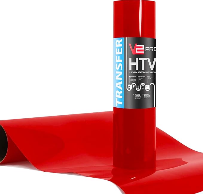 V2 Pro Red Heat Transfer Vinyl Film 12 Inch x 120 Inch HTV Roll by VVIVIDVINYL